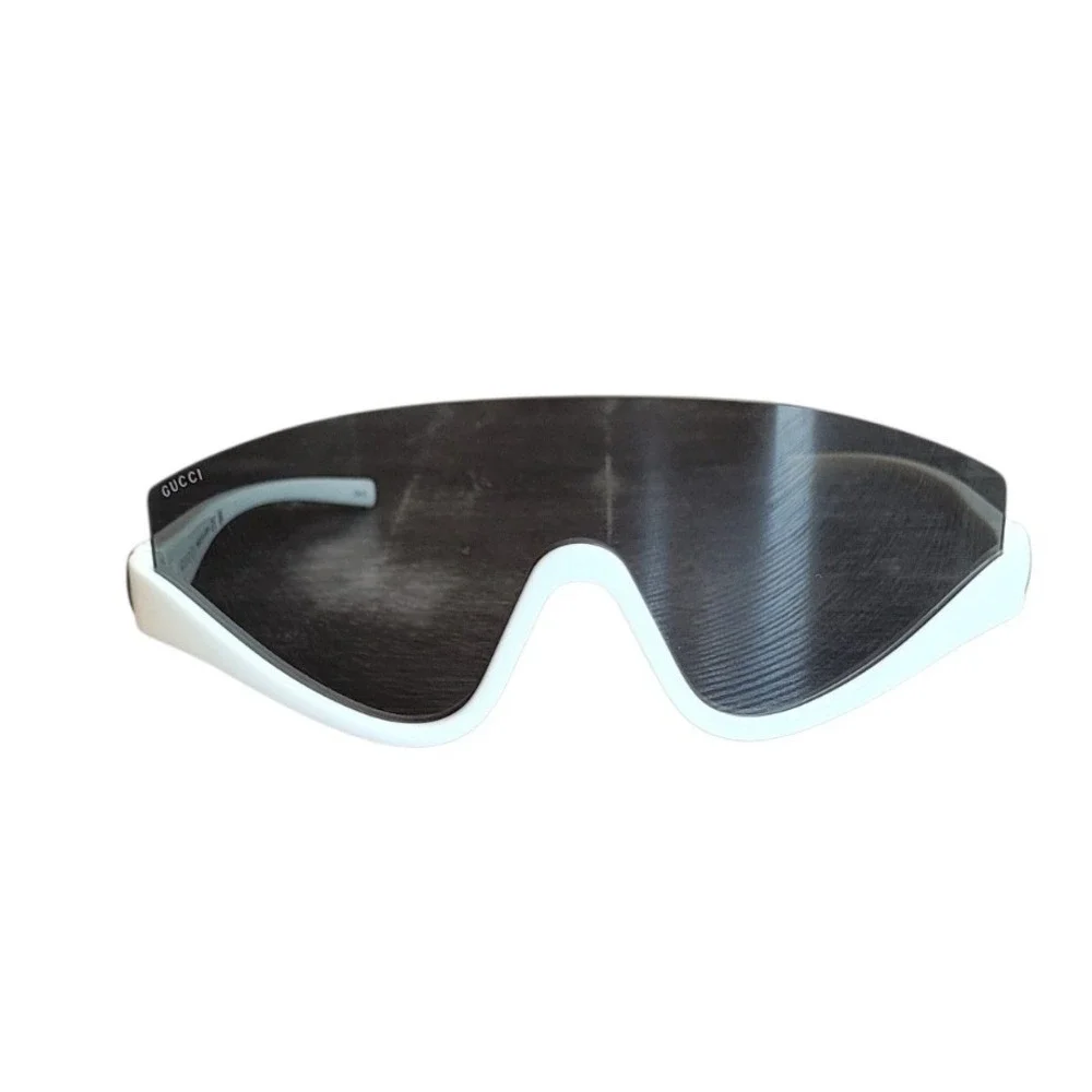 New GUCCI GG1650S White Grey 99mm Shield Sunglasses One Size